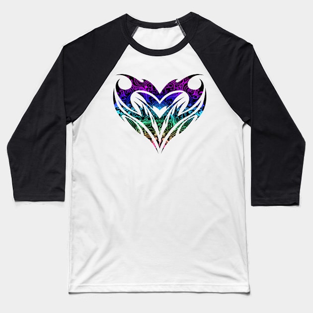 Trippy Tribal Heart Mandala Baseball T-Shirt by Adamhass